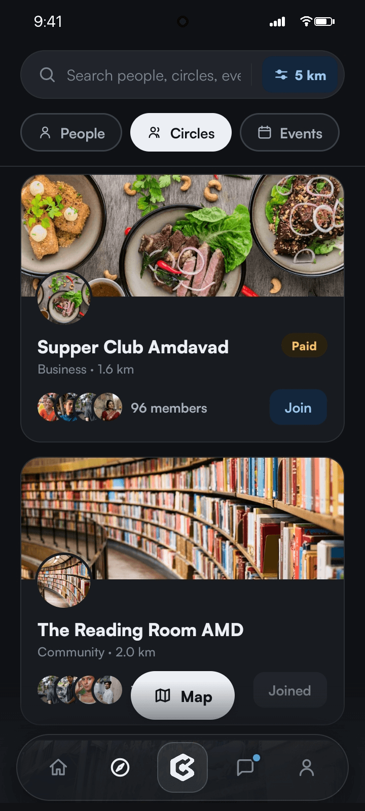 Circlio circles: Supper Club Amdavad and The Reading Room near you